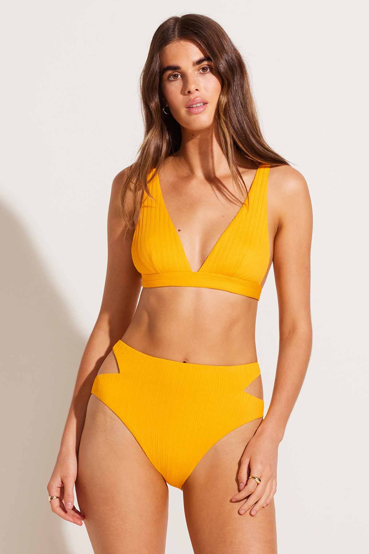 Lyra Bralette Top Sunflower Pucker Rib