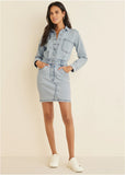 Denim Shirt Dress Light Wash