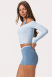 Soft Jersey Off Shoulder Top in Powder Blue