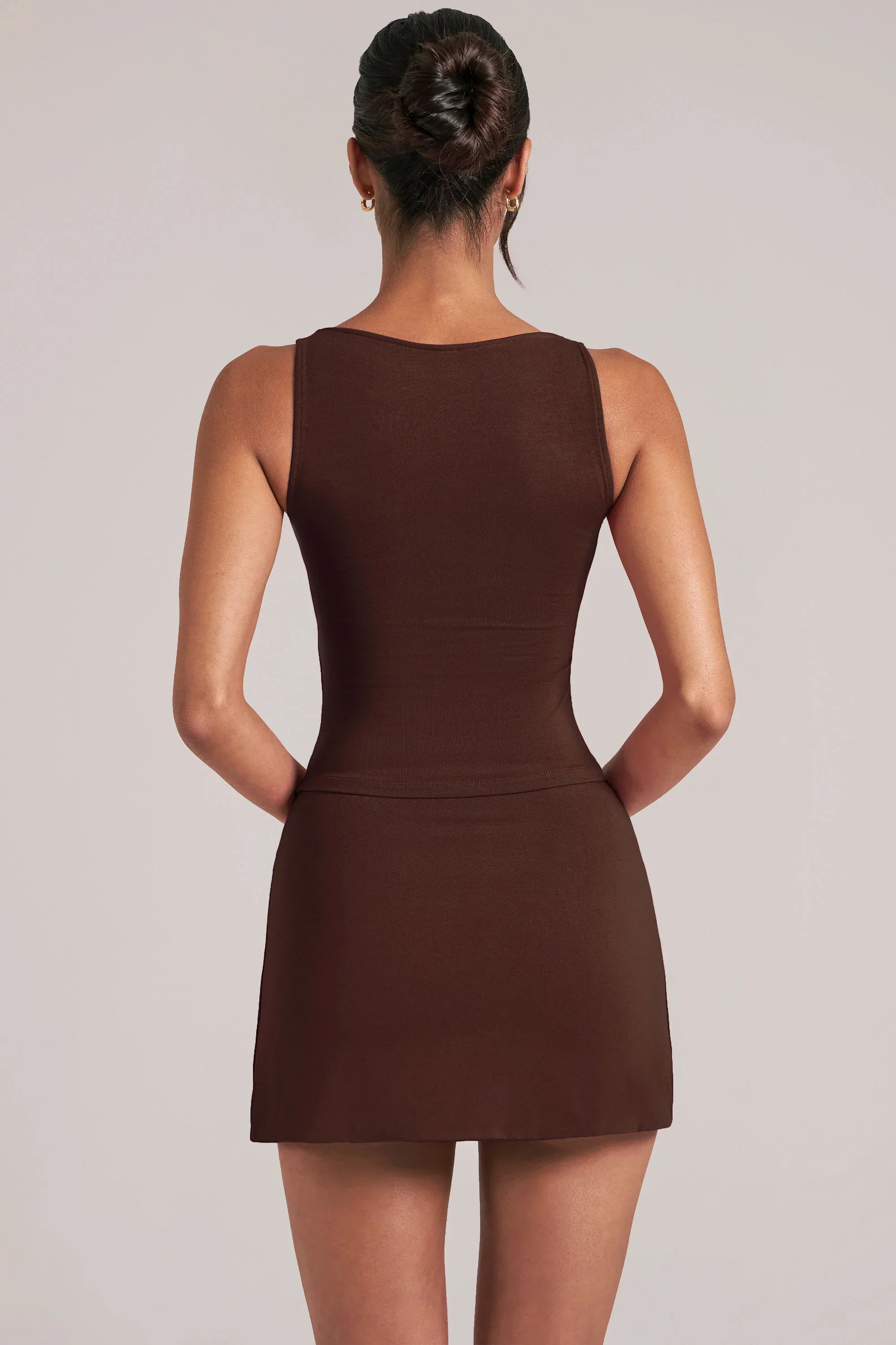 Square Neck Top in Chocolate Brown