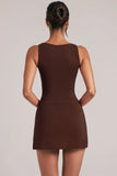 Square Neck Top in Chocolate Brown