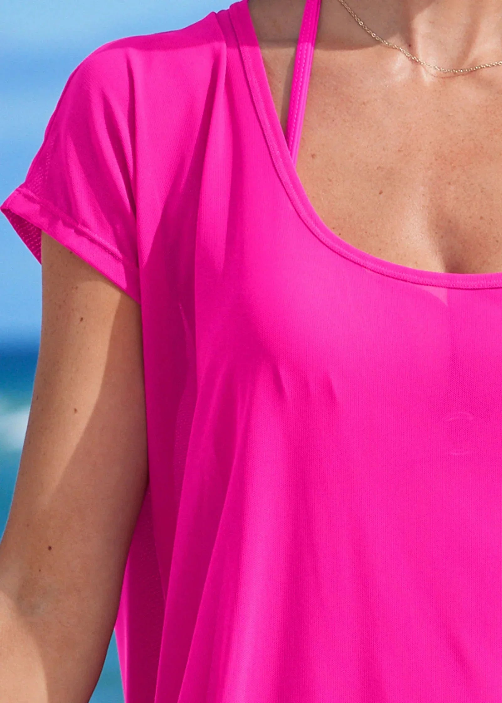 Relaxed Tunic Cover Up Electric Pink