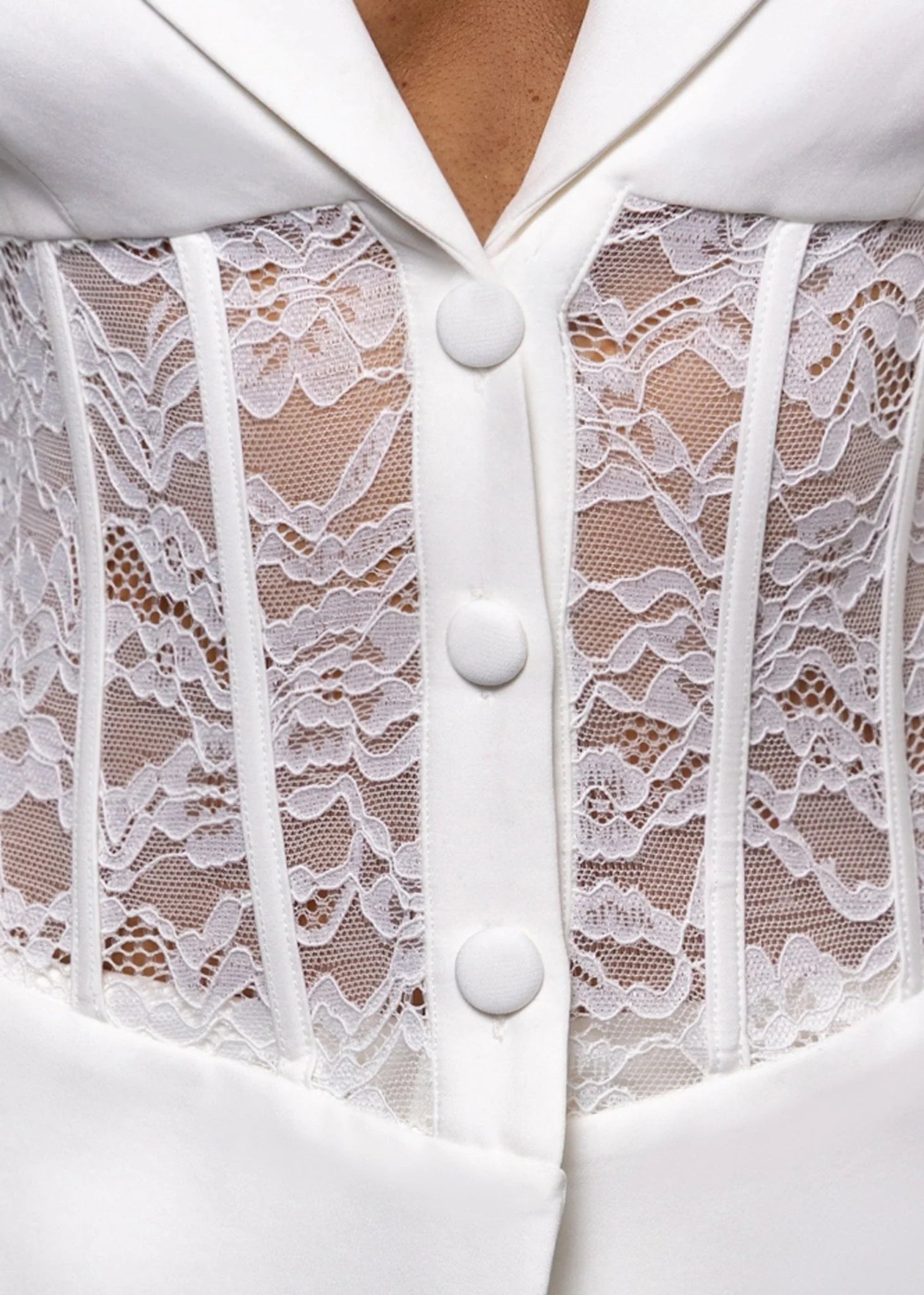 Unspoken Secrets Lace Blazer Two Piece White