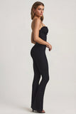Bow Detail Lace Flared Jumpsuit in Black