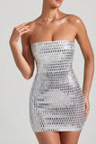 Embellished Bandeau Mini Dress in White
