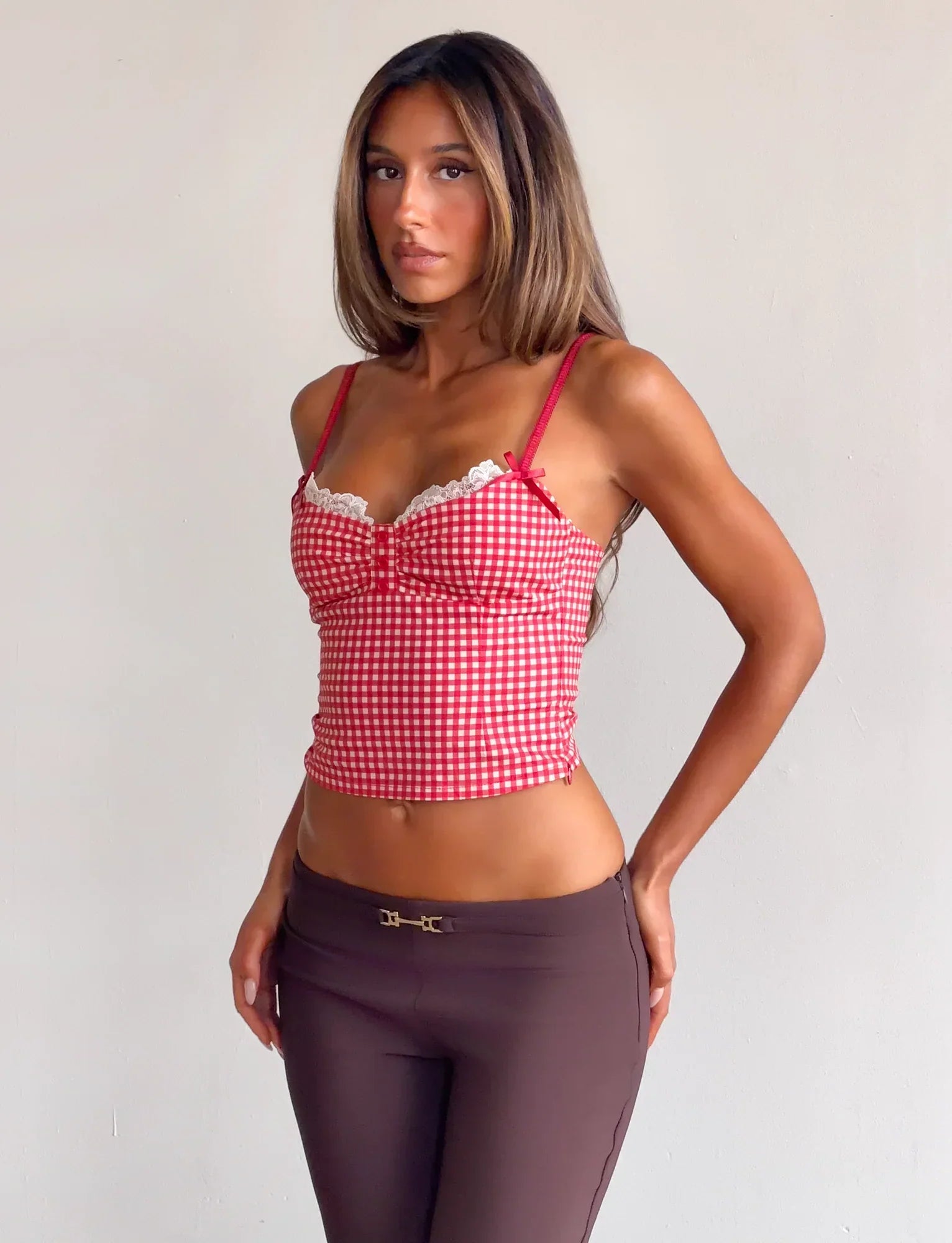 EMMALINE BUSTIER RED GINGHAM