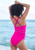 High Neck One Piece Electric Pink