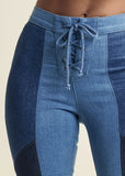 Color Block Flare Jeans Denim Multi