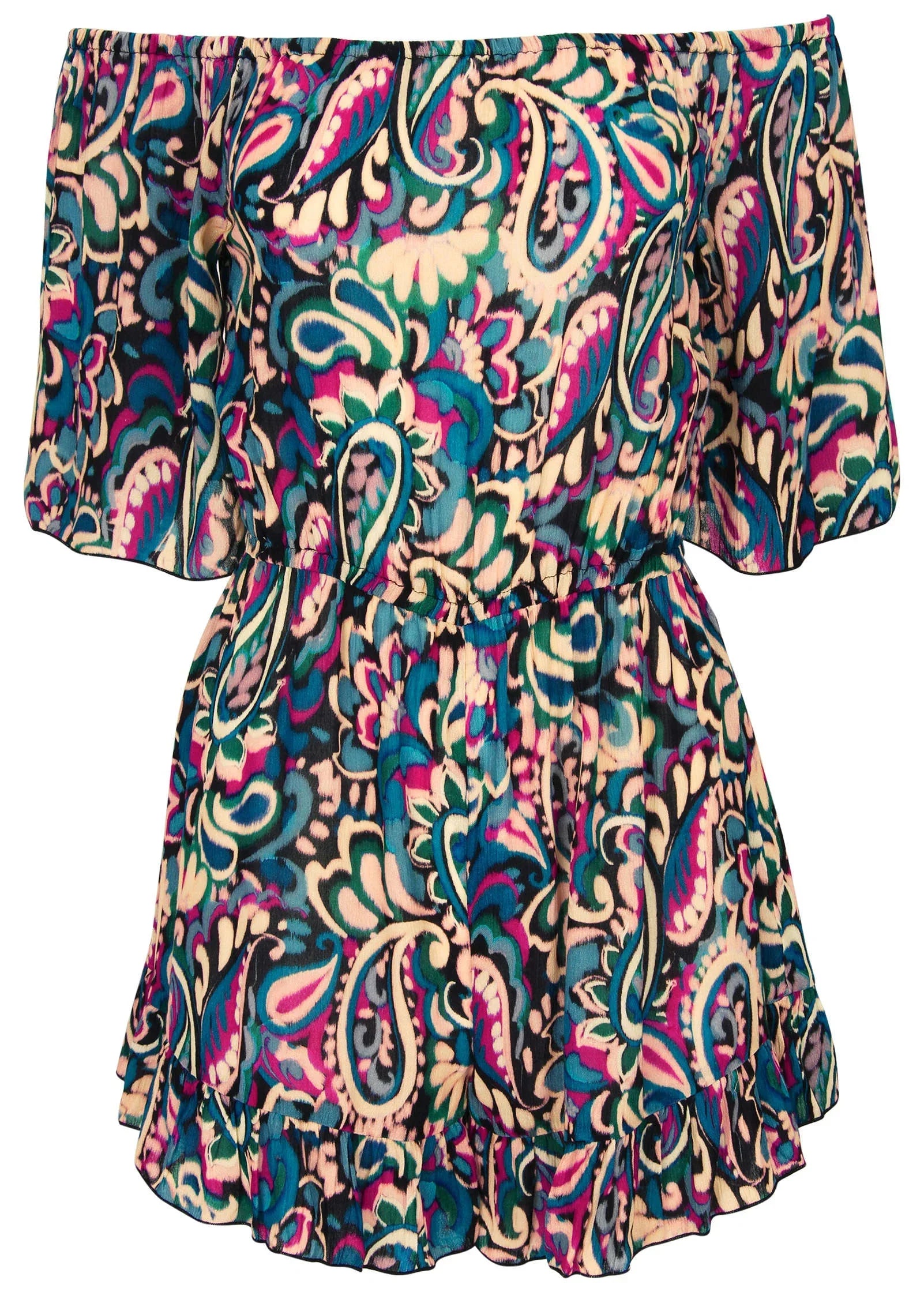 Flirty Cover Up Romper Fuzzy Paisley