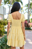 Easily Loved Yellow Babydoll Short Sleeve Mini Dress
