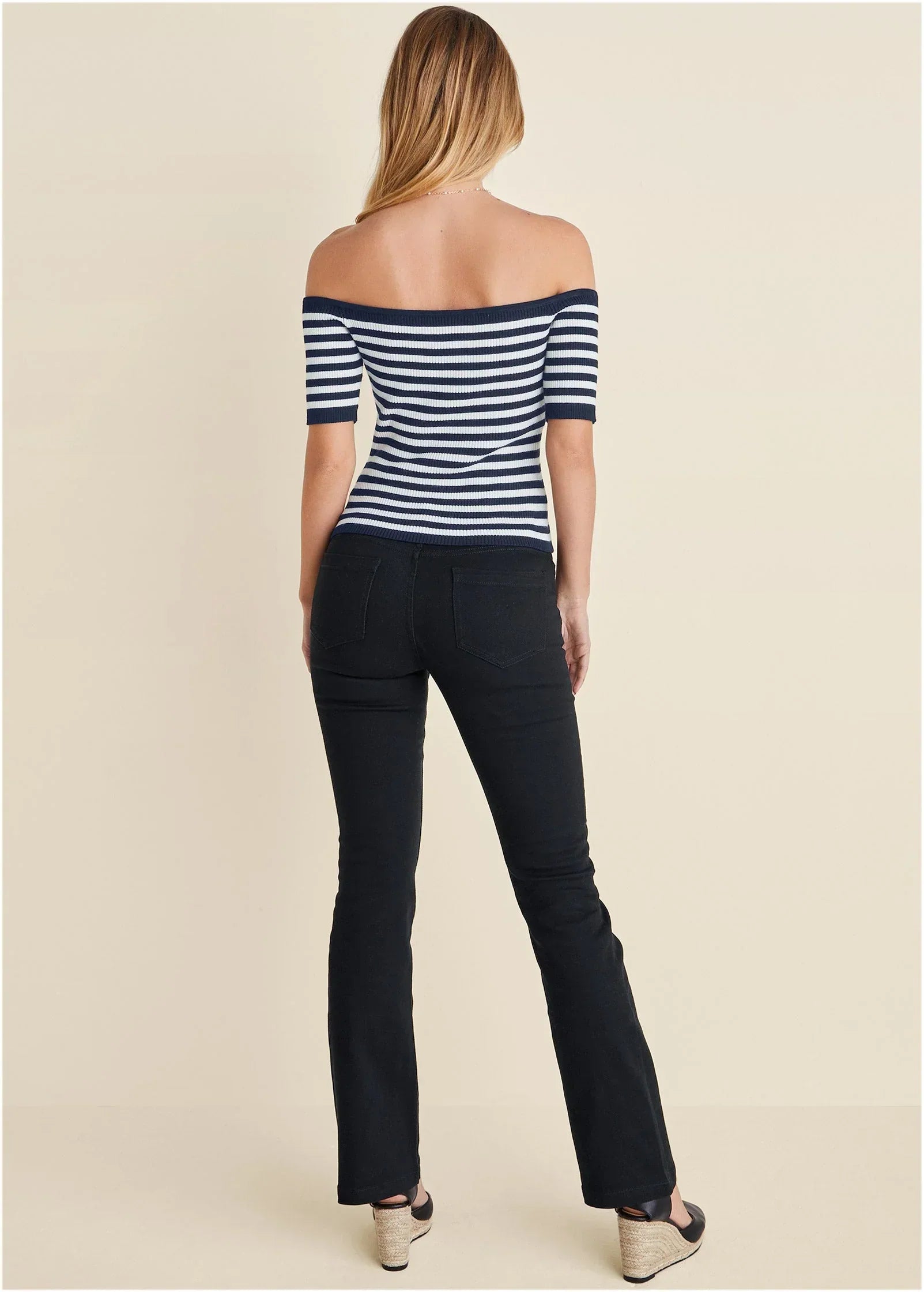 Off The Shoulder Sweater Black Iris Combo