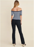 Off The Shoulder Sweater Black Iris Combo