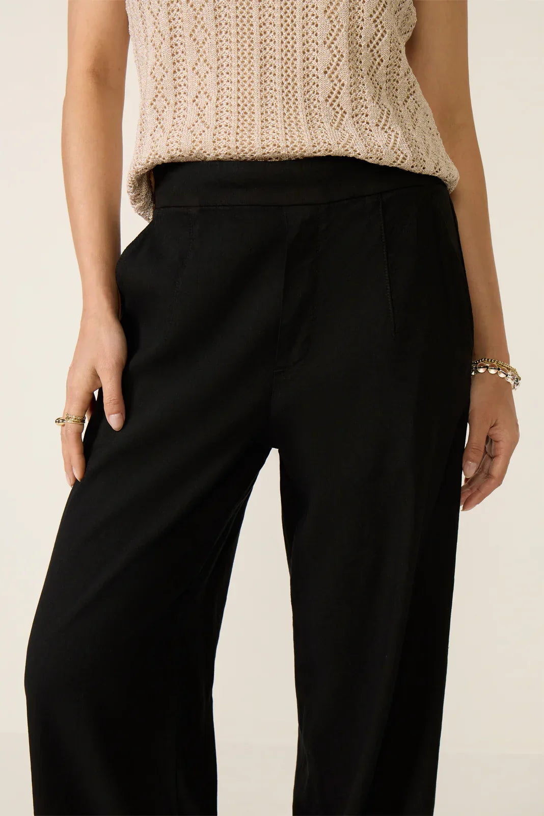 Petite Maya Wide Leg Linen Ankle Pant