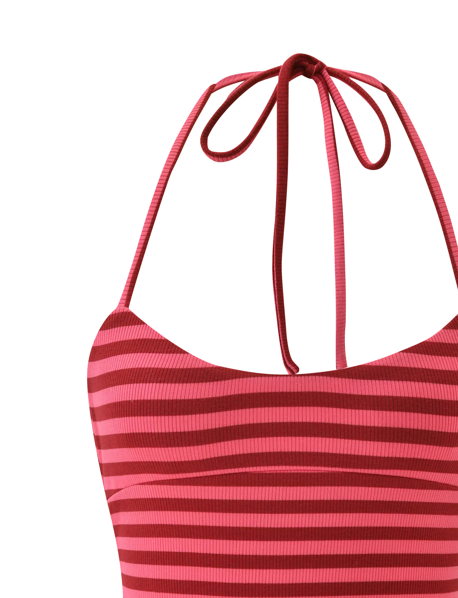 CERYS RIB TOP PINK RED STRIPE
