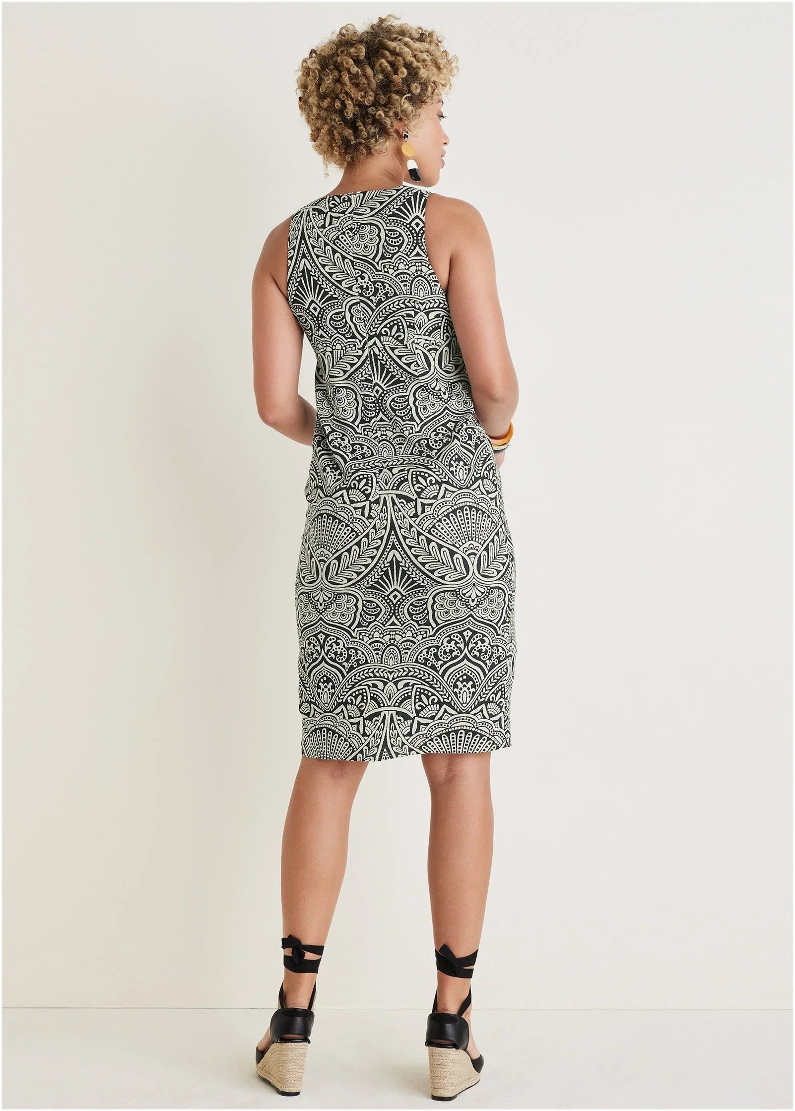 Linen Deep V Dress Modern Folk Bicolor