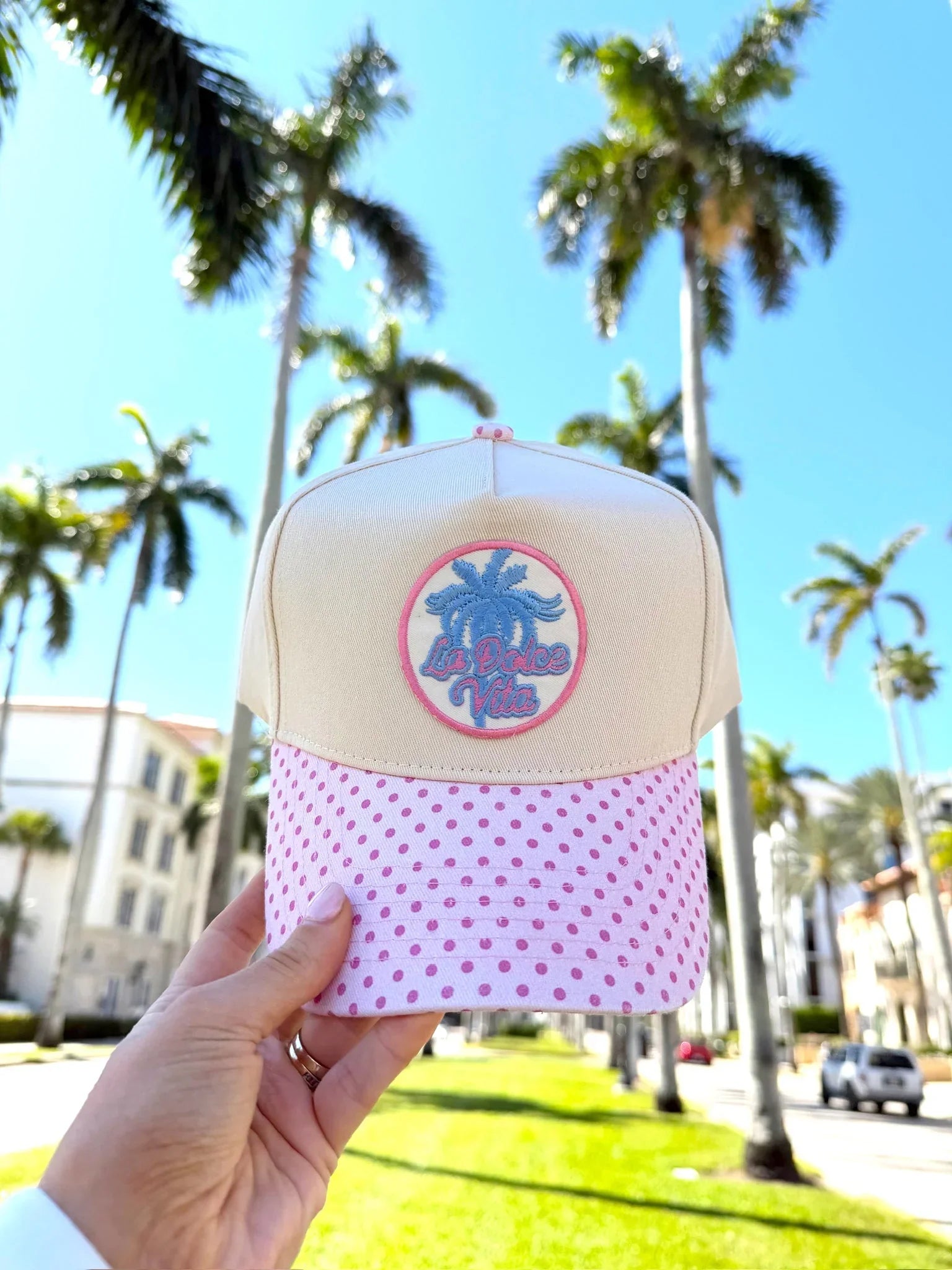KenzKustomz Pink Polka Dot Trucker Hat La Dolce Vita