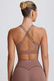 Soft Active V Neck Sports Bra in Mocha