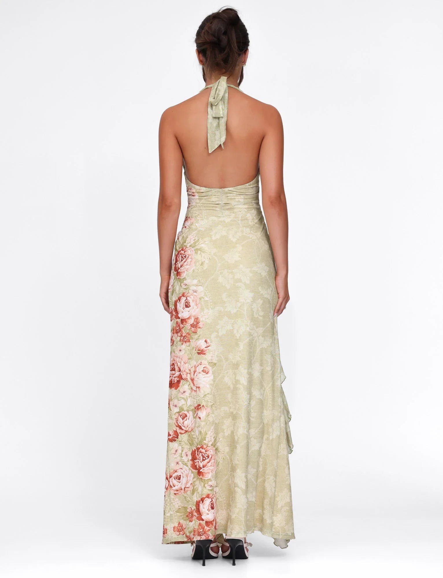 SIRENA MAXI DRESS YELLOW FLORAL ROSE STRIPE