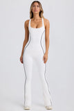 Petite Soft Active Open Back Jumpsuit in White
