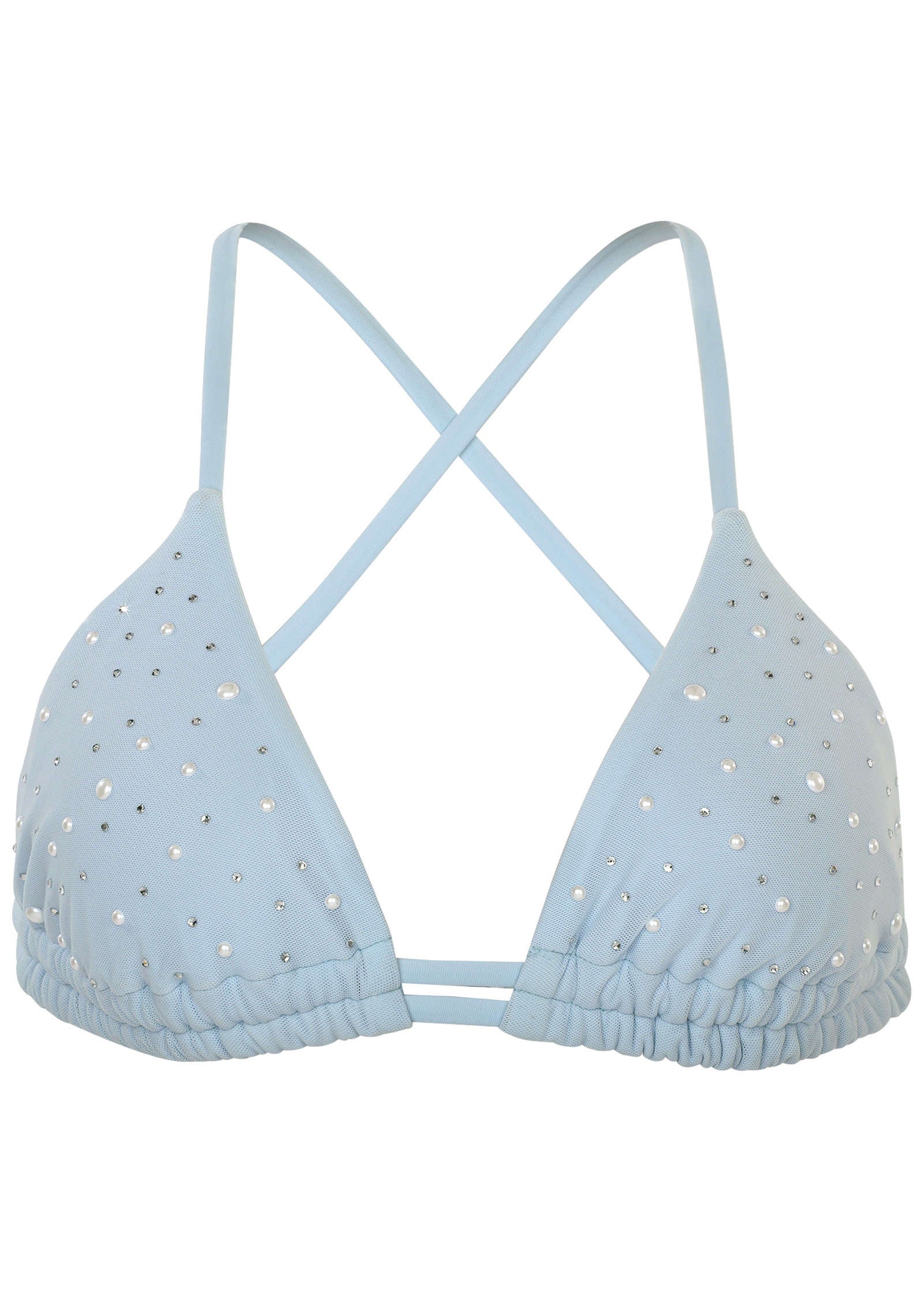 Embellished Bikini Top Light Blue