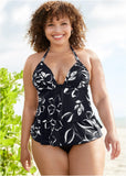 Ruched Goddess Tankini Top Nighttime Blooms