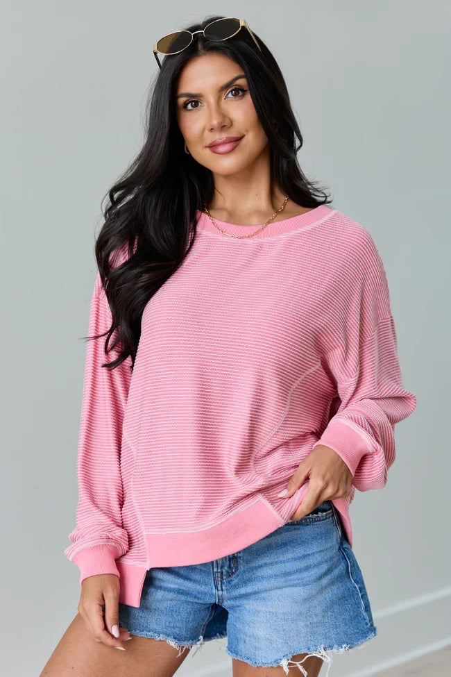 Melanie Pink Striped Pullover SALE
