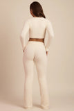 Fluffy Knit Wide Leg Trousers in Ivory
