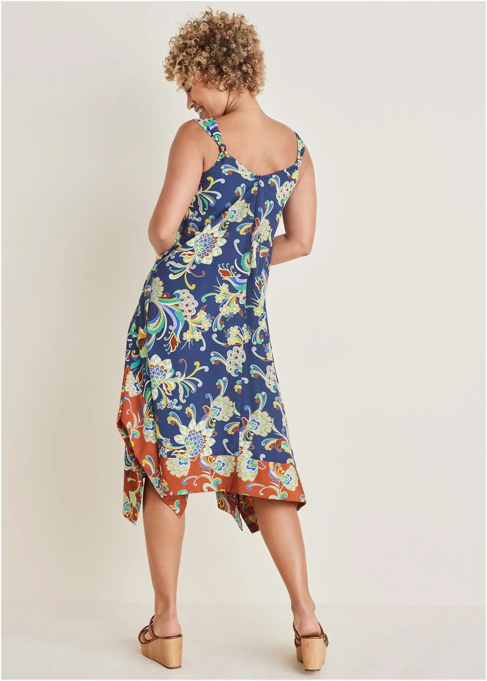 Handkerchief Hem Dress Mystic Jacobean Border