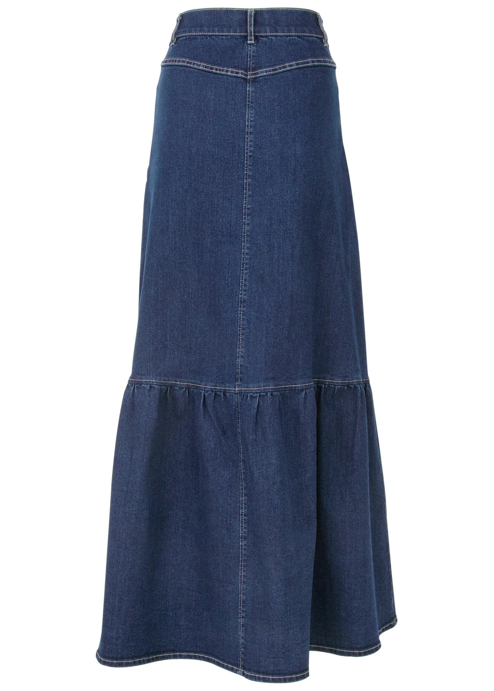 Denim Button Down Skirt Dark Wash