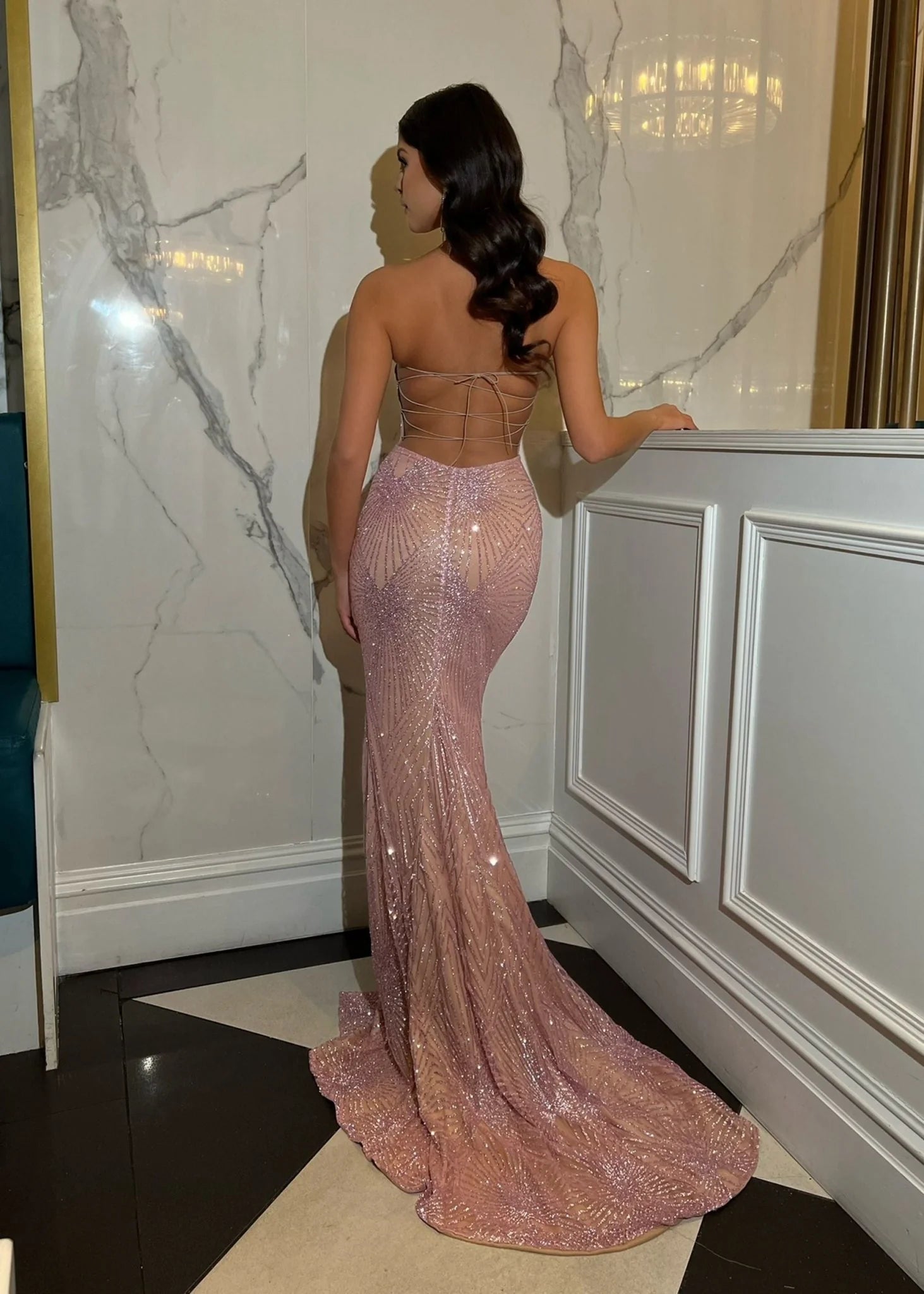 Cami Glitter Gown Pink