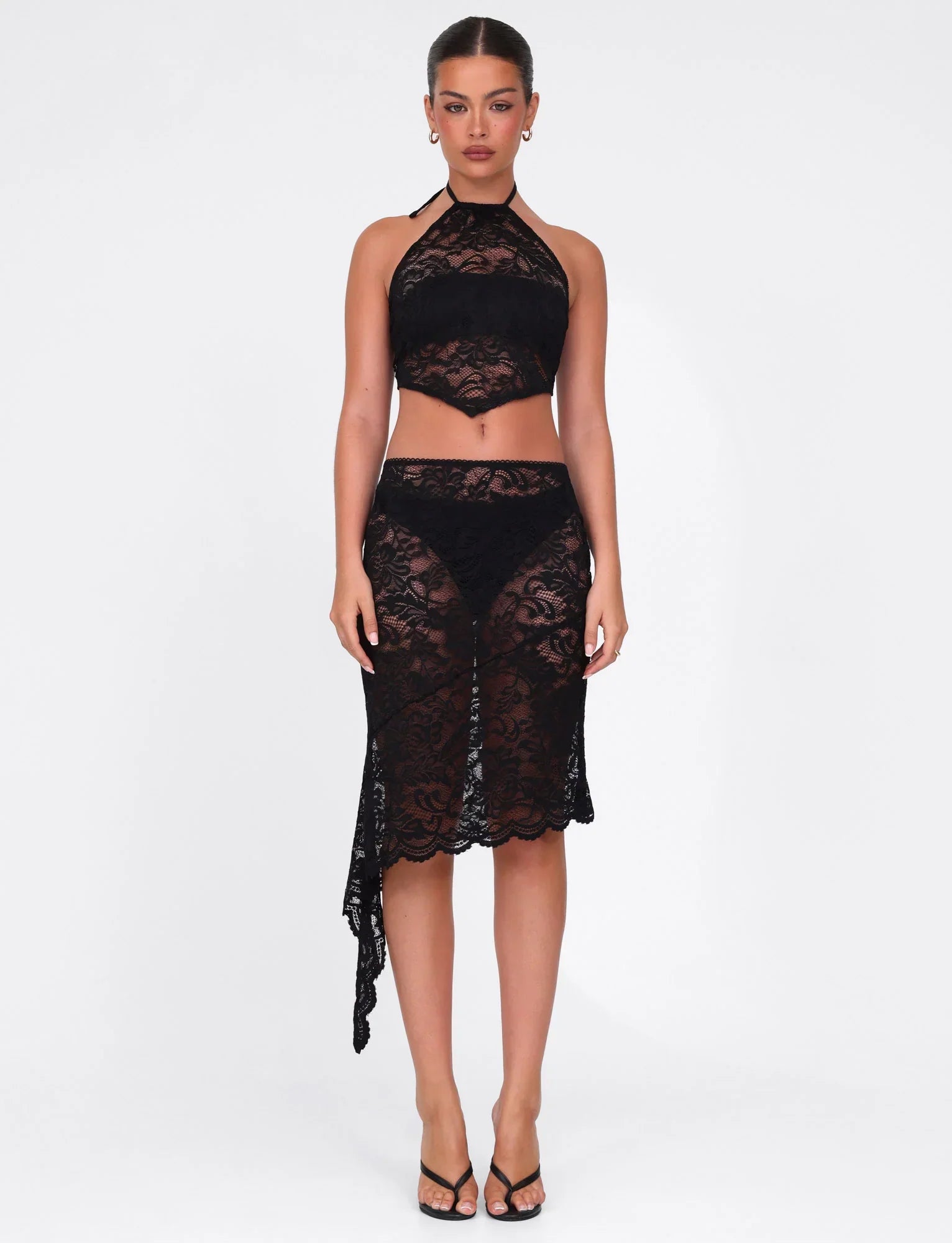 SIYA MIDI SKIRT BLACK LACE BLACK LACE