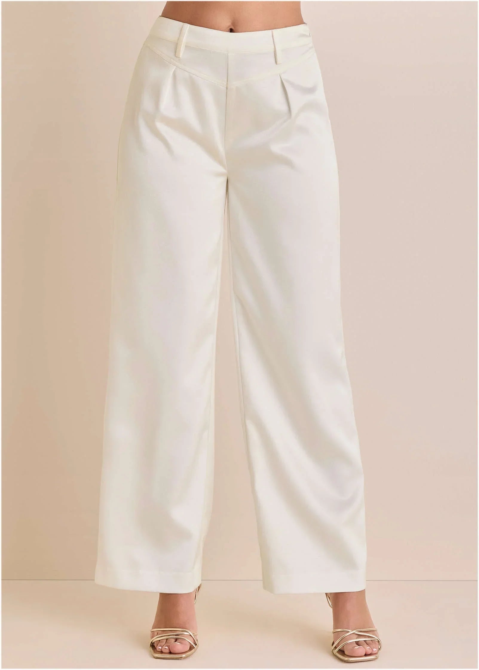 Shiny Satin Pant Off White