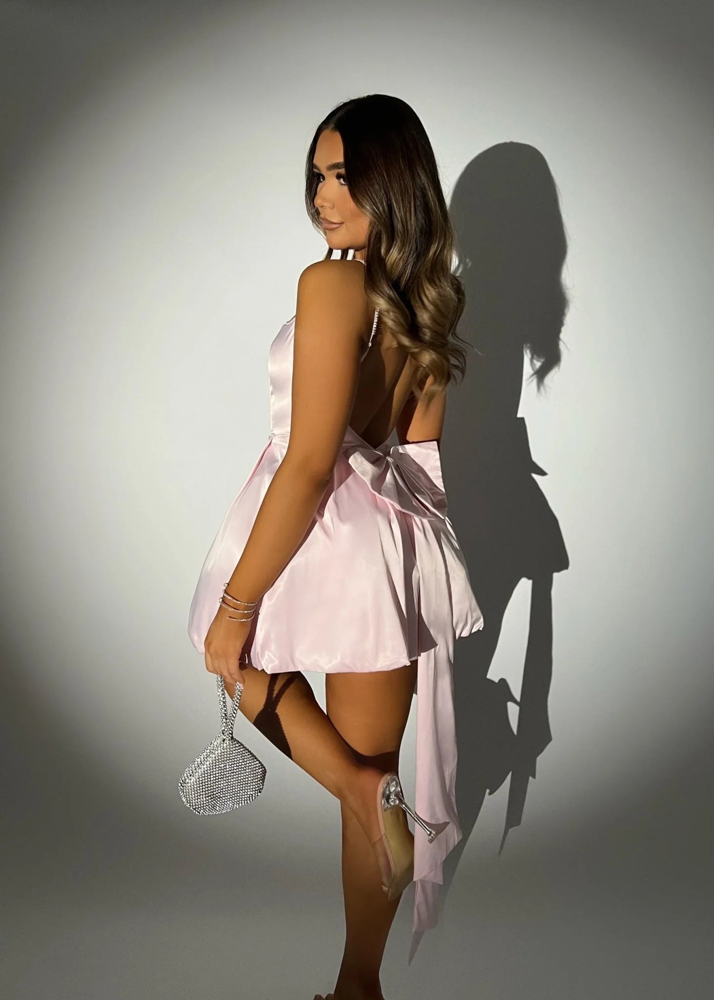 Princess Dreams Bow Mini Dress Baby Pink