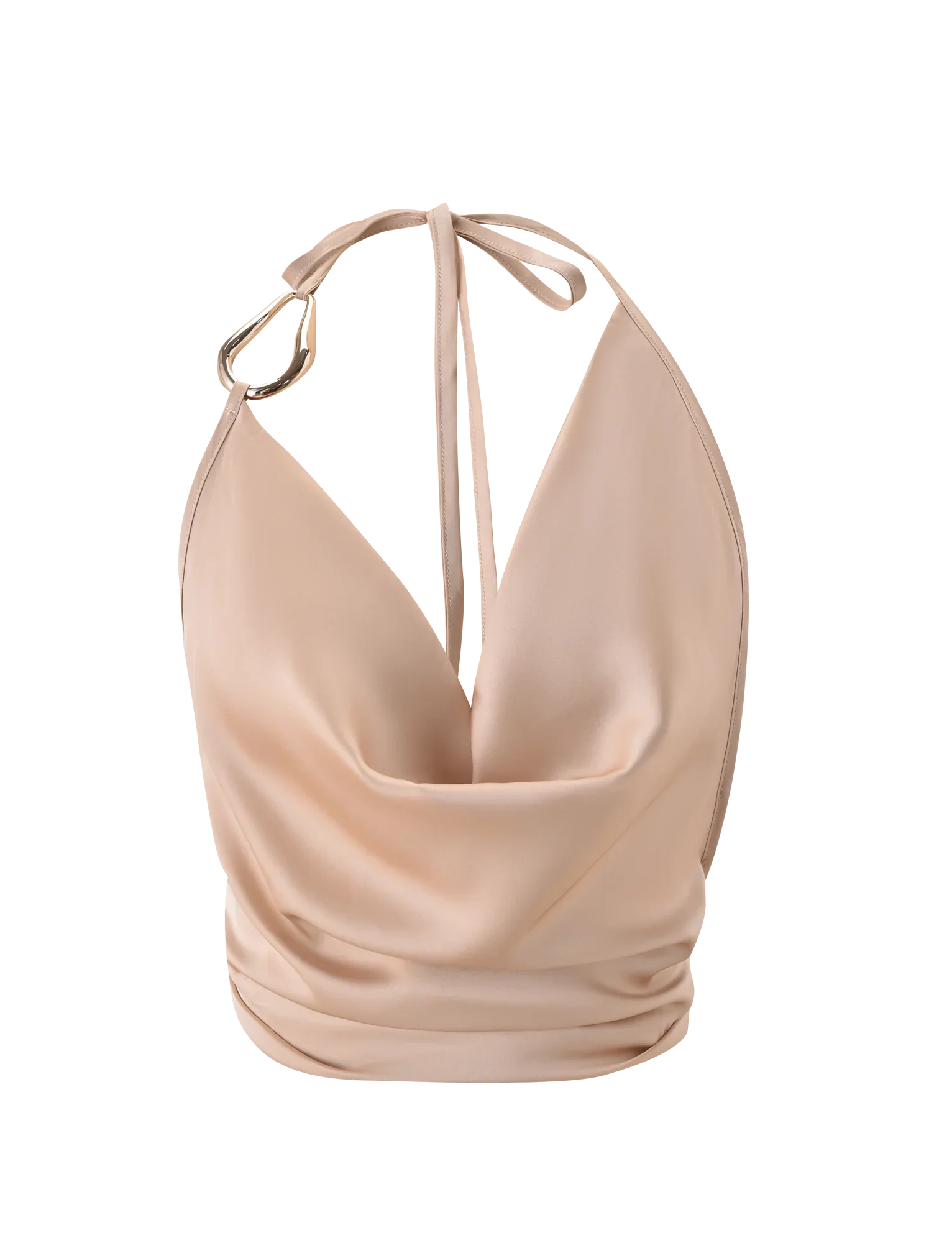 CYRENE SATIN COWL TOP GOLD