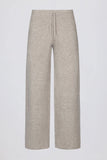 Knit Mid Rise Wide Leg Joggers in Beige
