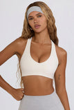 Soft Active V Neck Sports Bra in White