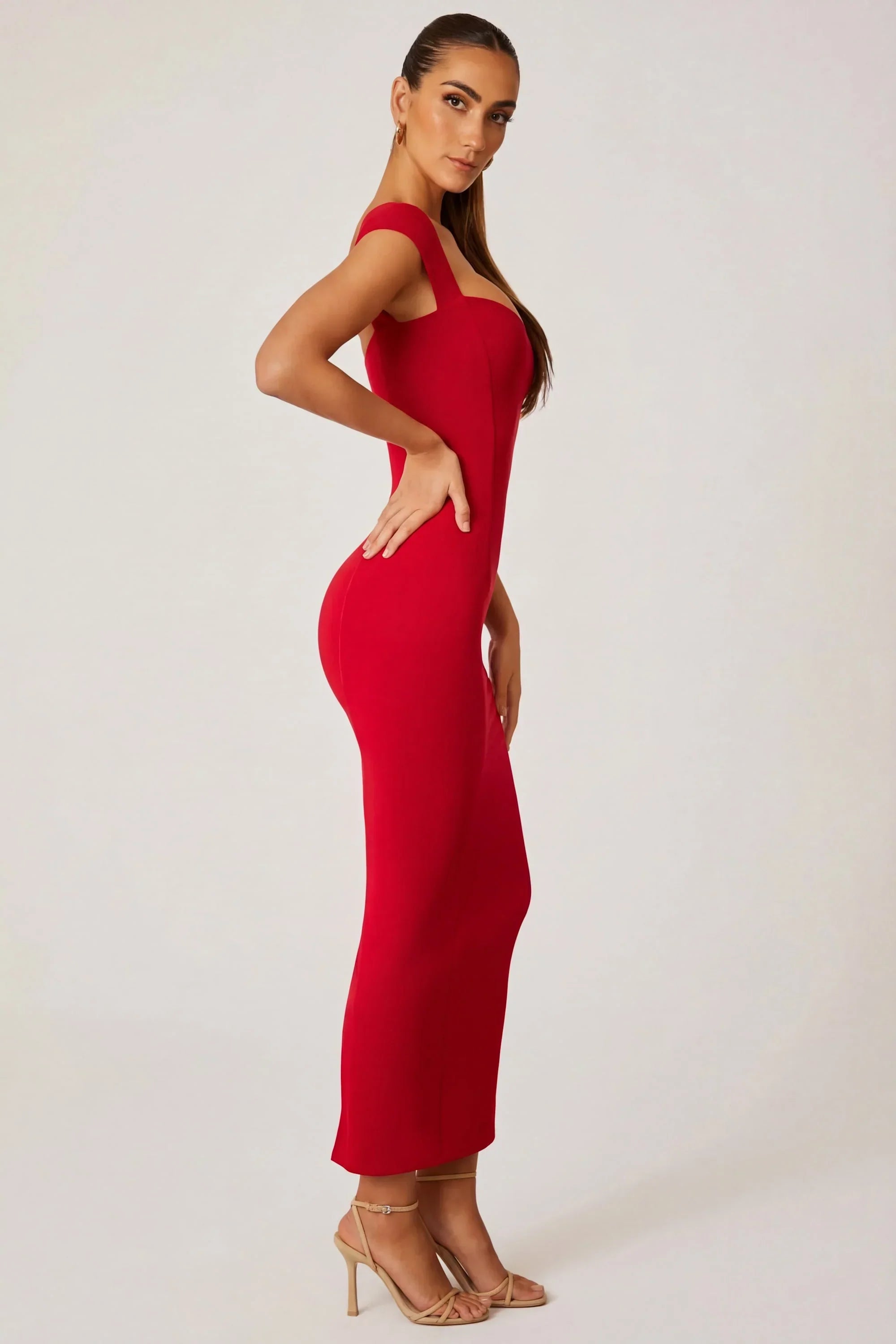 Sweetheart Neckline Maxi Dress in Red