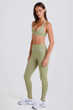 Foldover Mid Rise Stirrup Leggings in Matcha