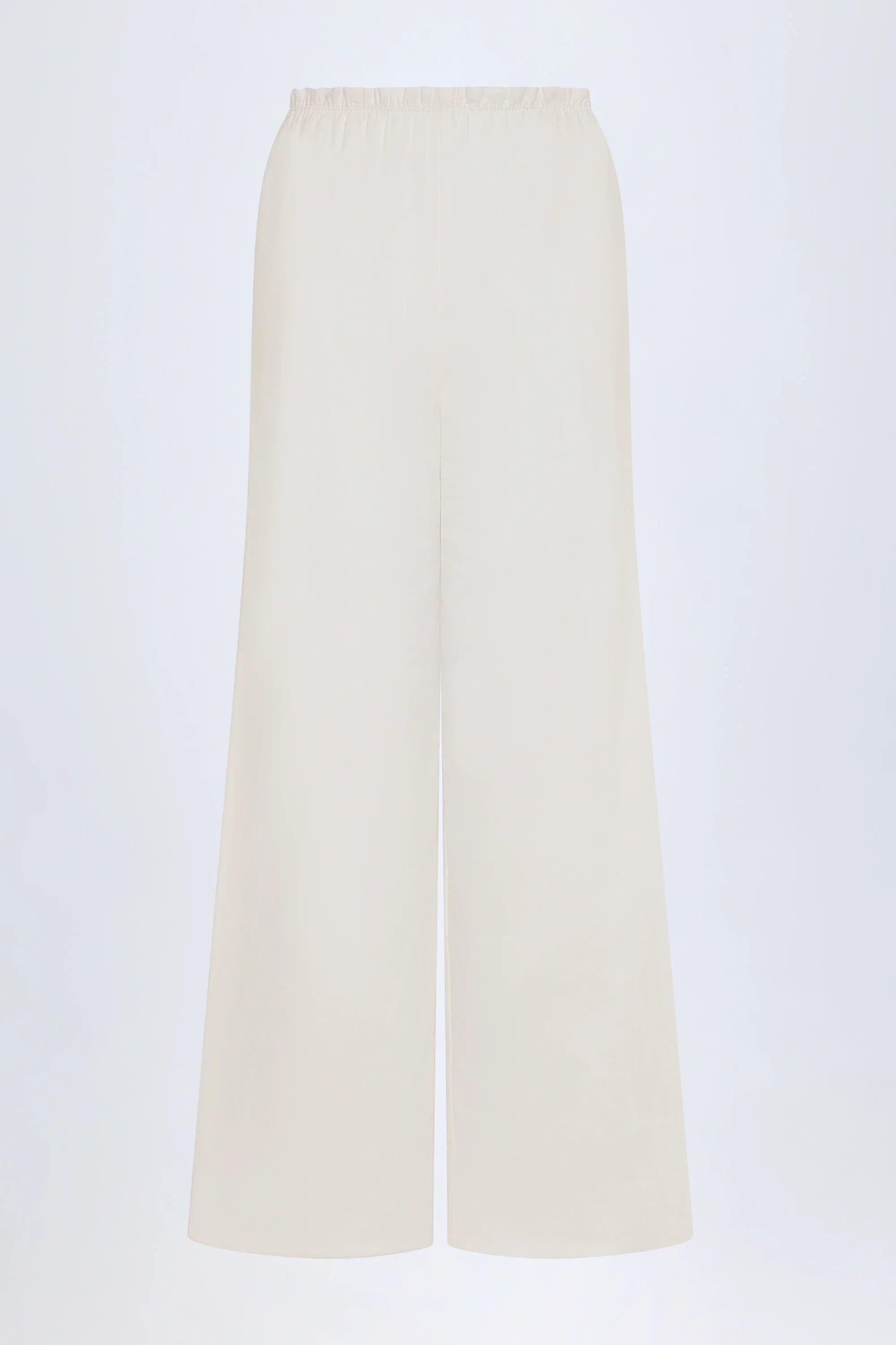 Wide Leg Cotton Poplin Trousers in White