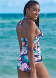 Fierce Tankini Top Midnight Leaf