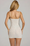 Embellished Bodycon Mini Dress in White