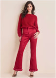 Rose Trim Trouser Dark Red
