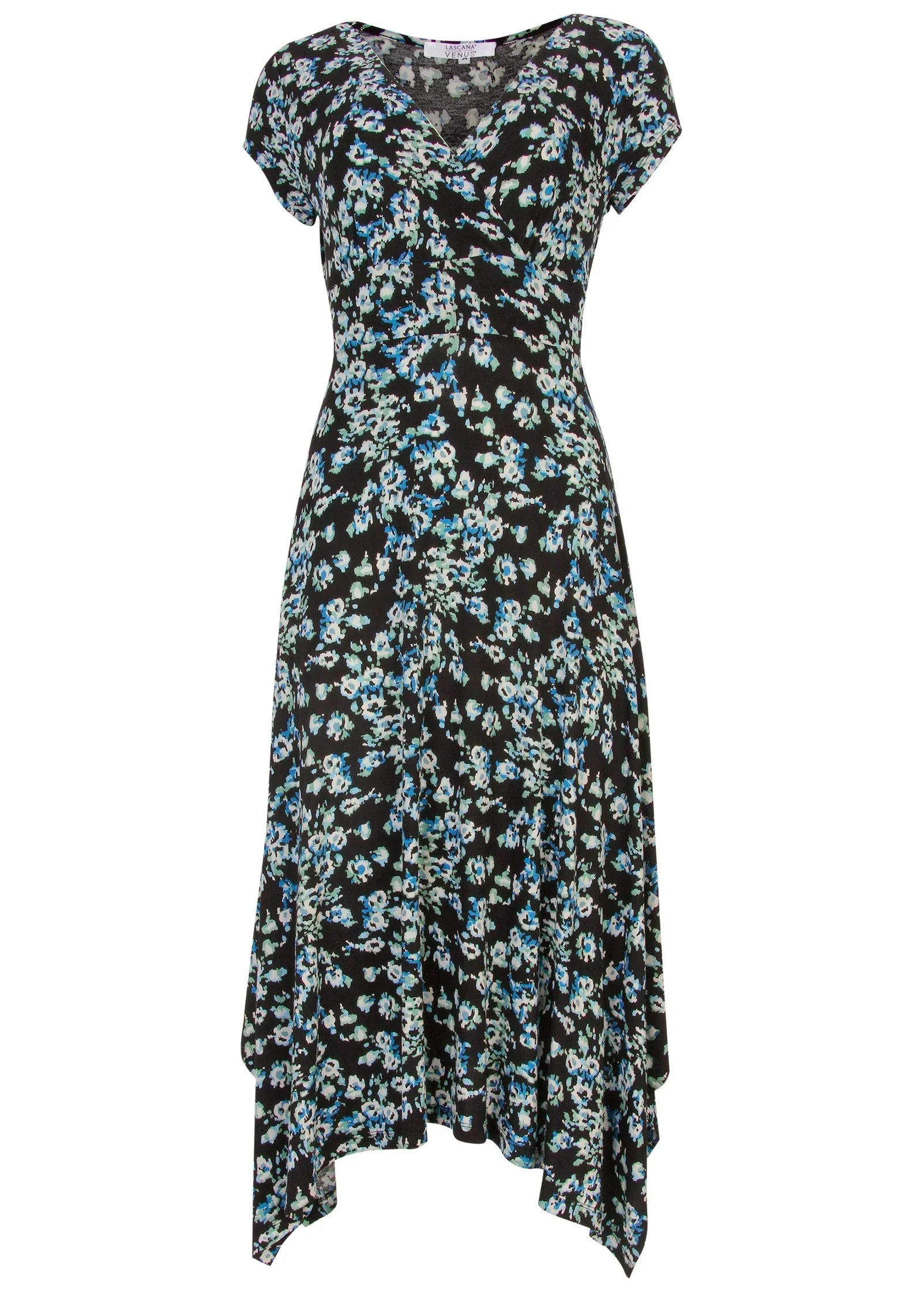 Floral Printed Dress Black Blue
