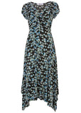 Floral Printed Dress Black Blue