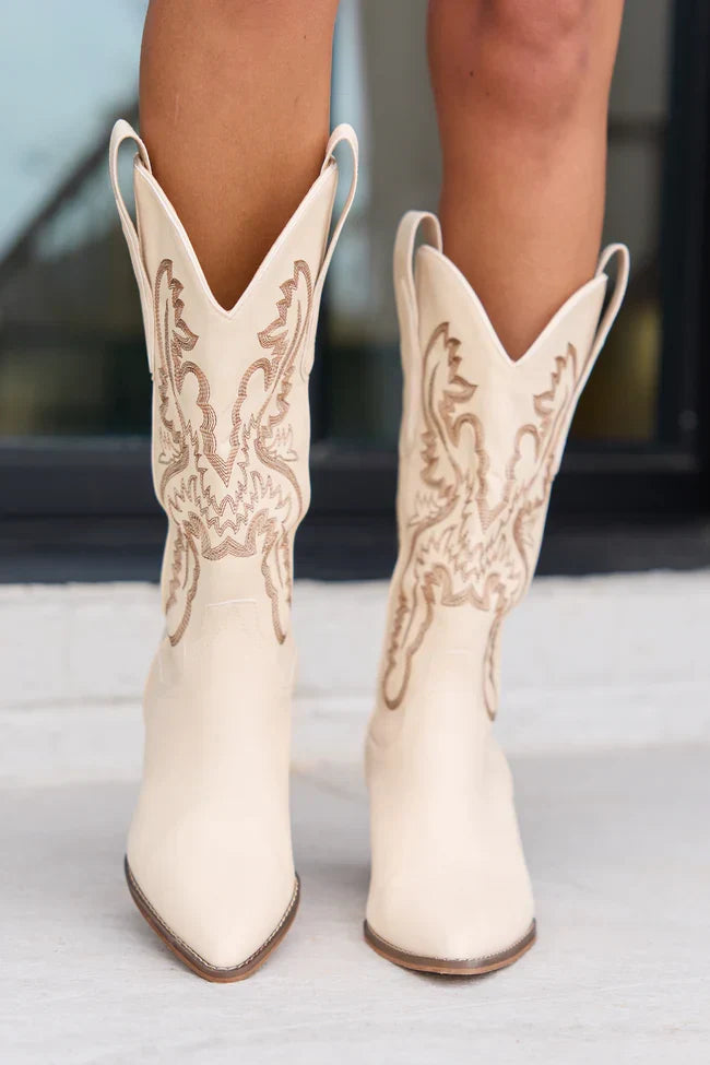 Amaya Beige Cowboy Boot