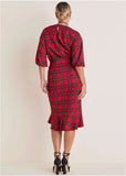 Ruffled Midi Dress Racing Red Multi