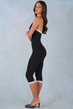 Modal Lace Trim Capri Jumpsuit in Black