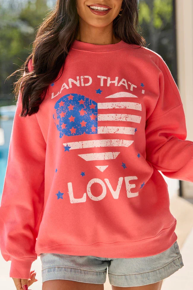 Land That I Love Light Red Graphic Sweatshirt