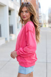 Sadie Hot Pink Eyelet Trim Pullover