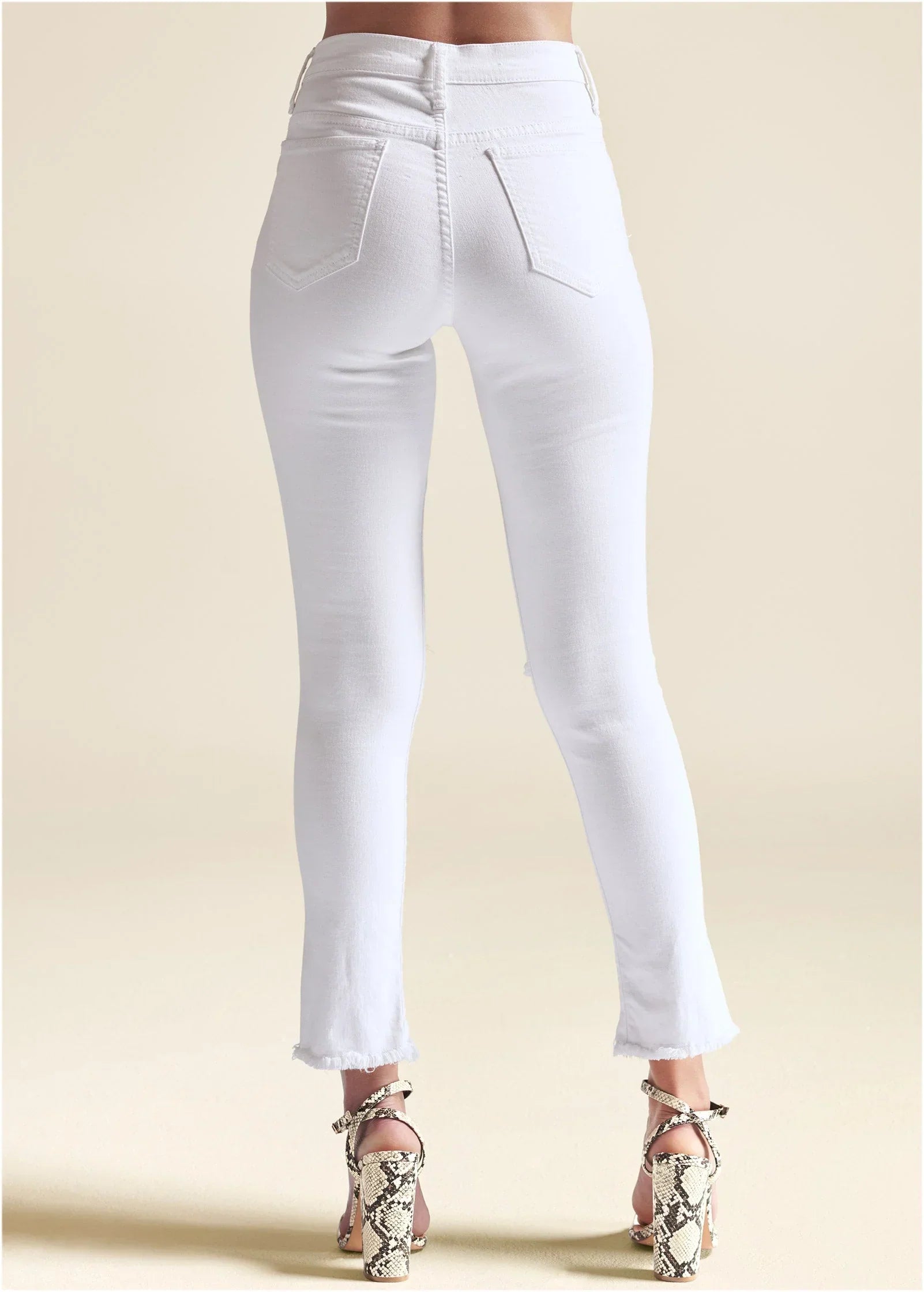 Triangle Hem Jeans White